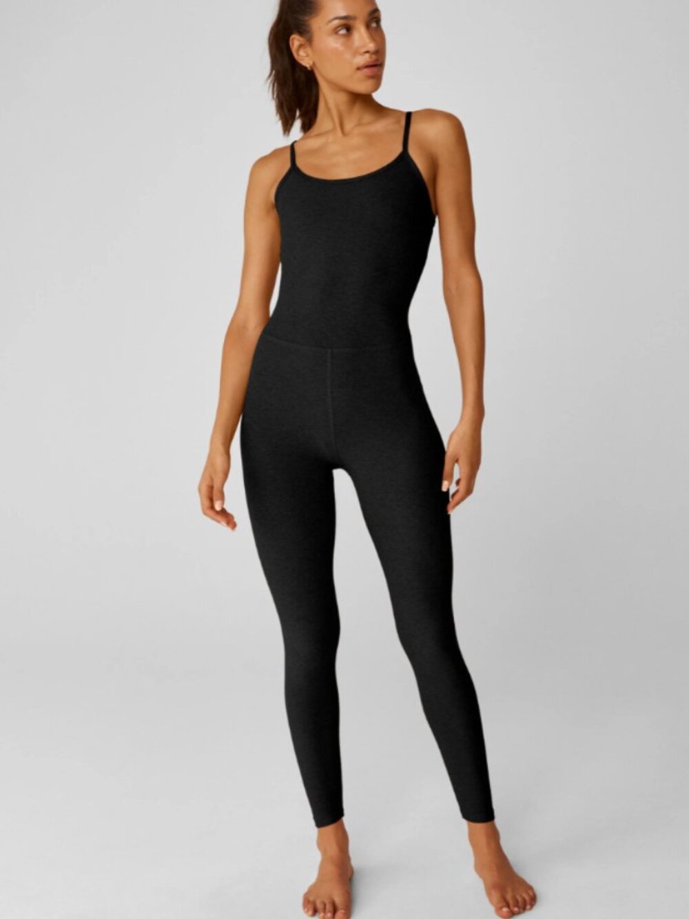 Beyond Yoga Spacedye Uplevel Midi Jumpsuit Size S Darkest Night Black